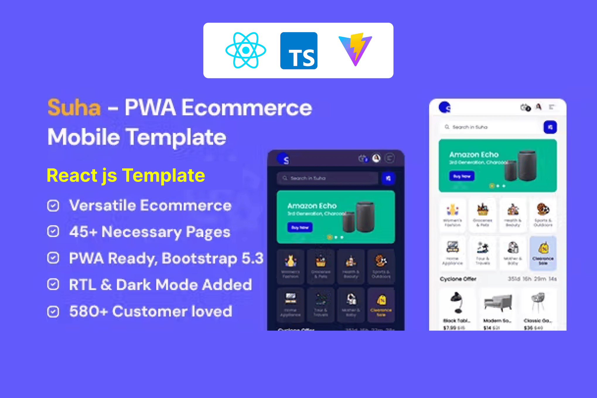 Imagen de portada de Suha - PWA Ecommerce Mobile React JS Template (plantilla web)