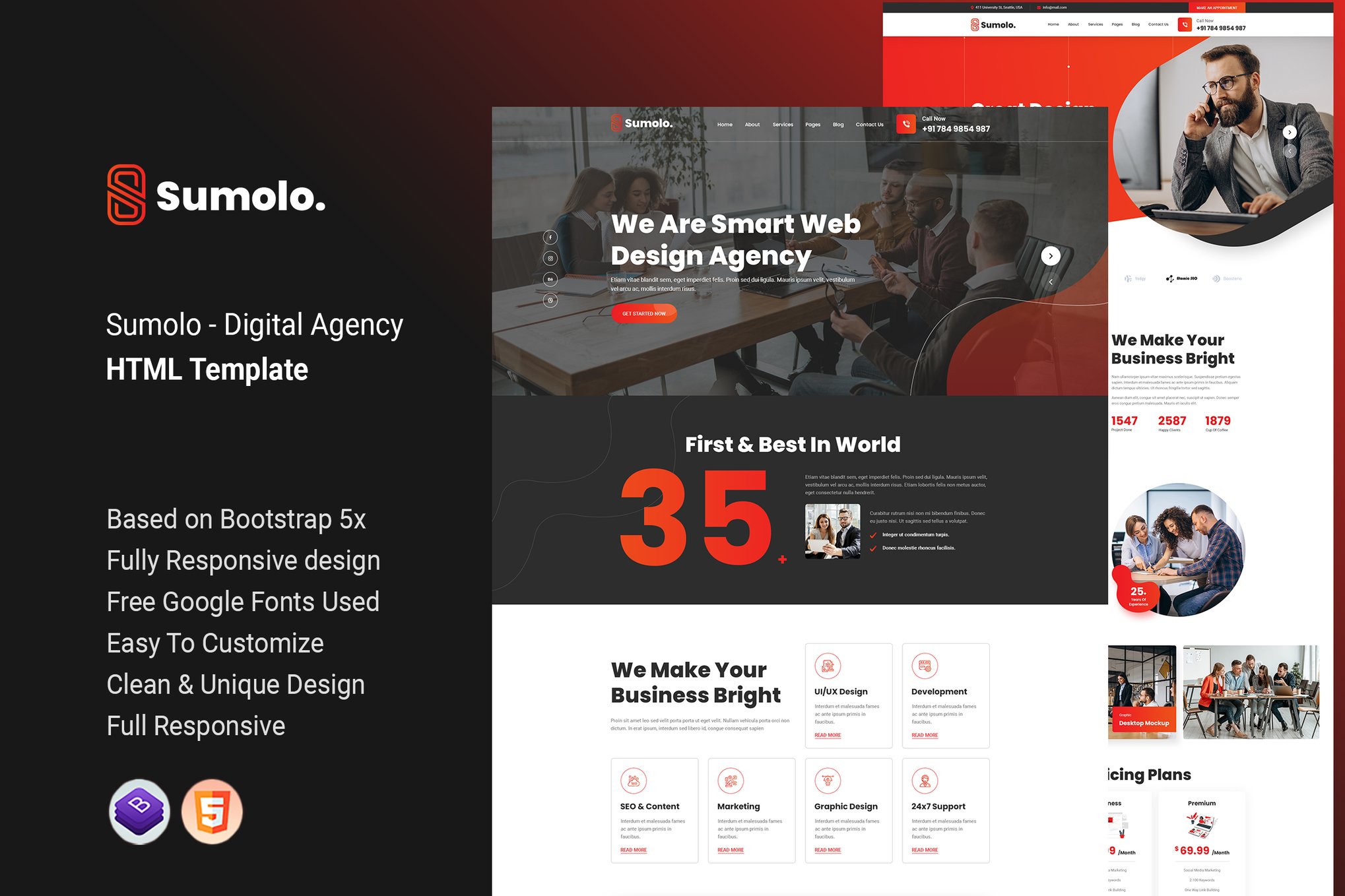 Imagen de portada de Sumolo - Digital Agency HTML Template (plantilla web)