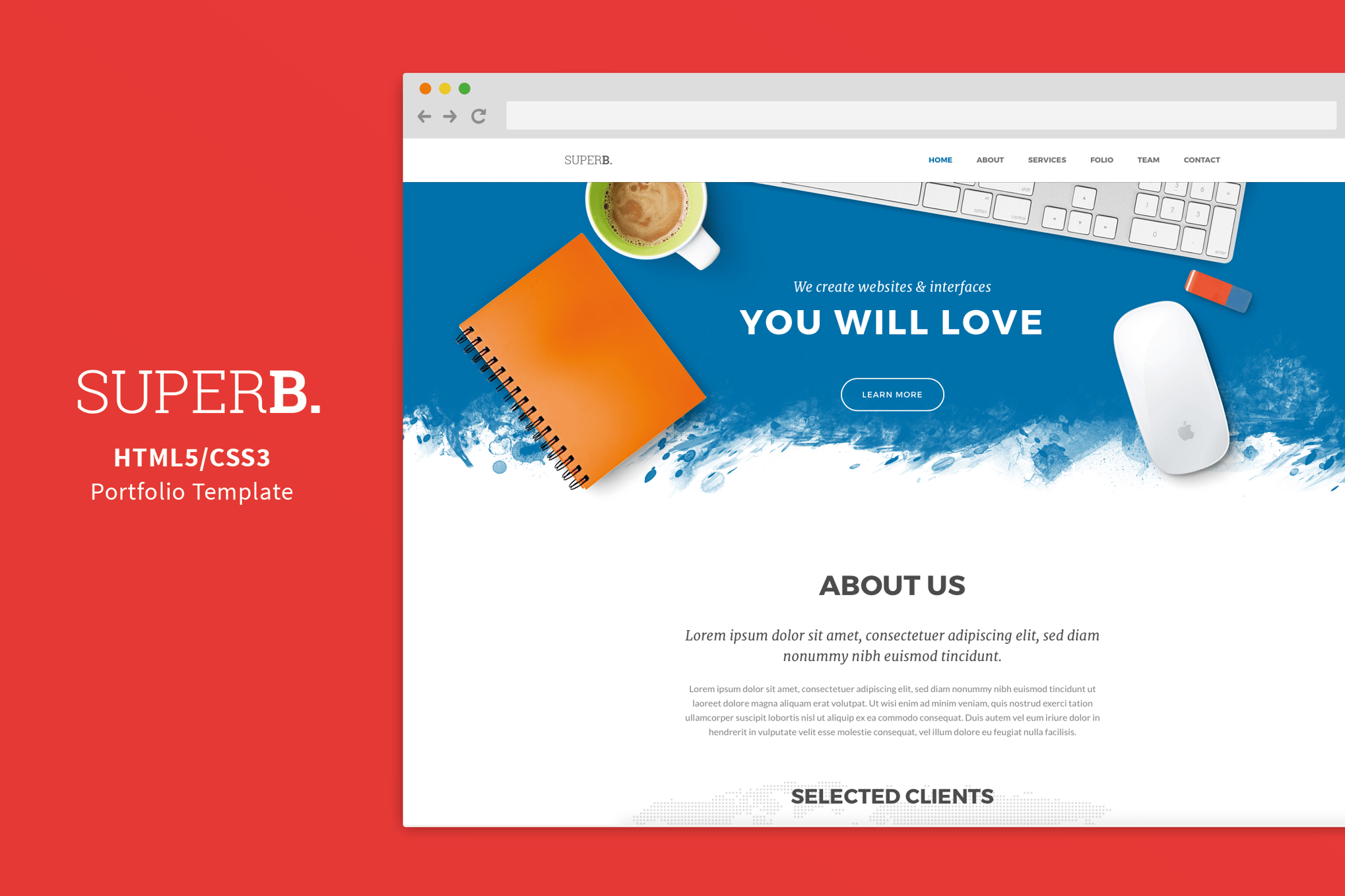 Imagen de portada de Superb - Responsive One-Page Portfolio (plantilla web)