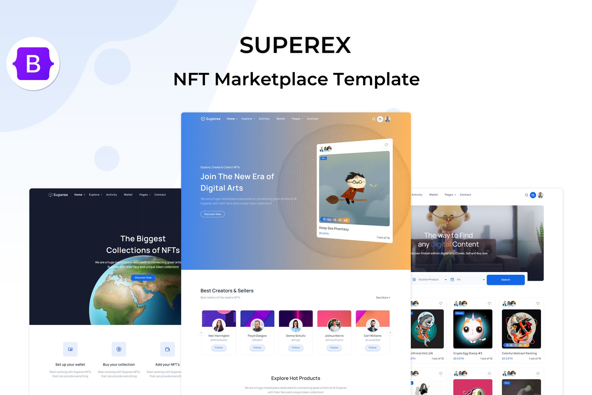 Imagen de portada de Superex - NFT Marketplace Template (plantilla web)