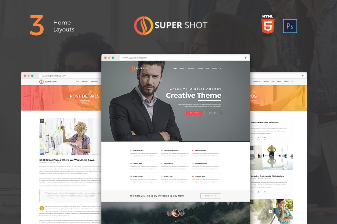 Imagen de portada de SuperShot - Onepage Agency Landing Page (plantilla web)