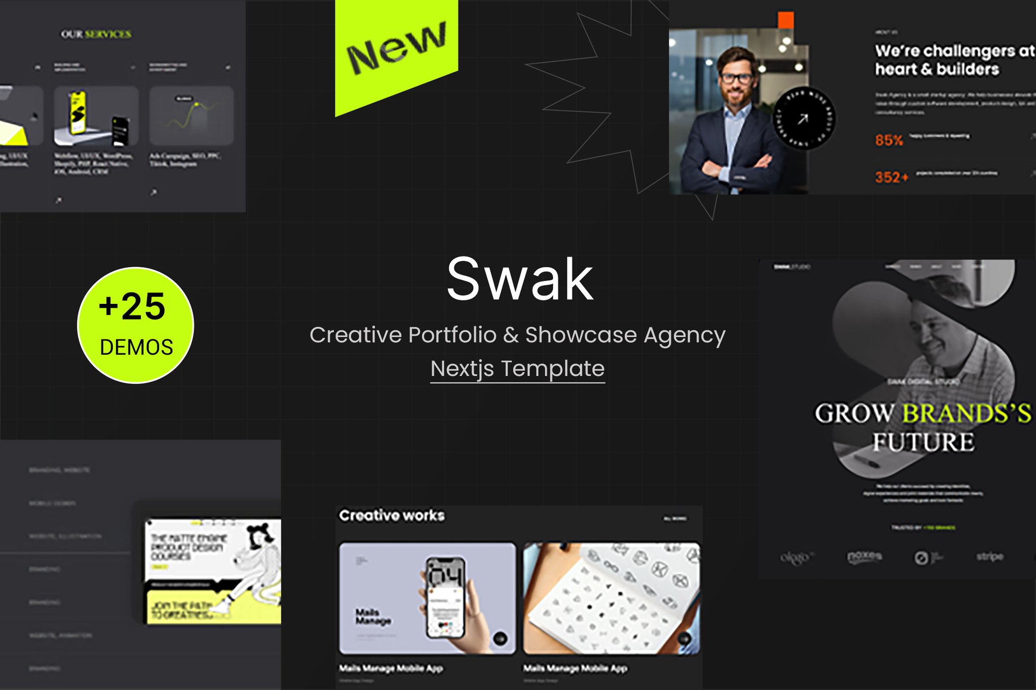 Imagen de portada de Swak - Creative Portfolio & Agency Nextjs Template (plantilla web)