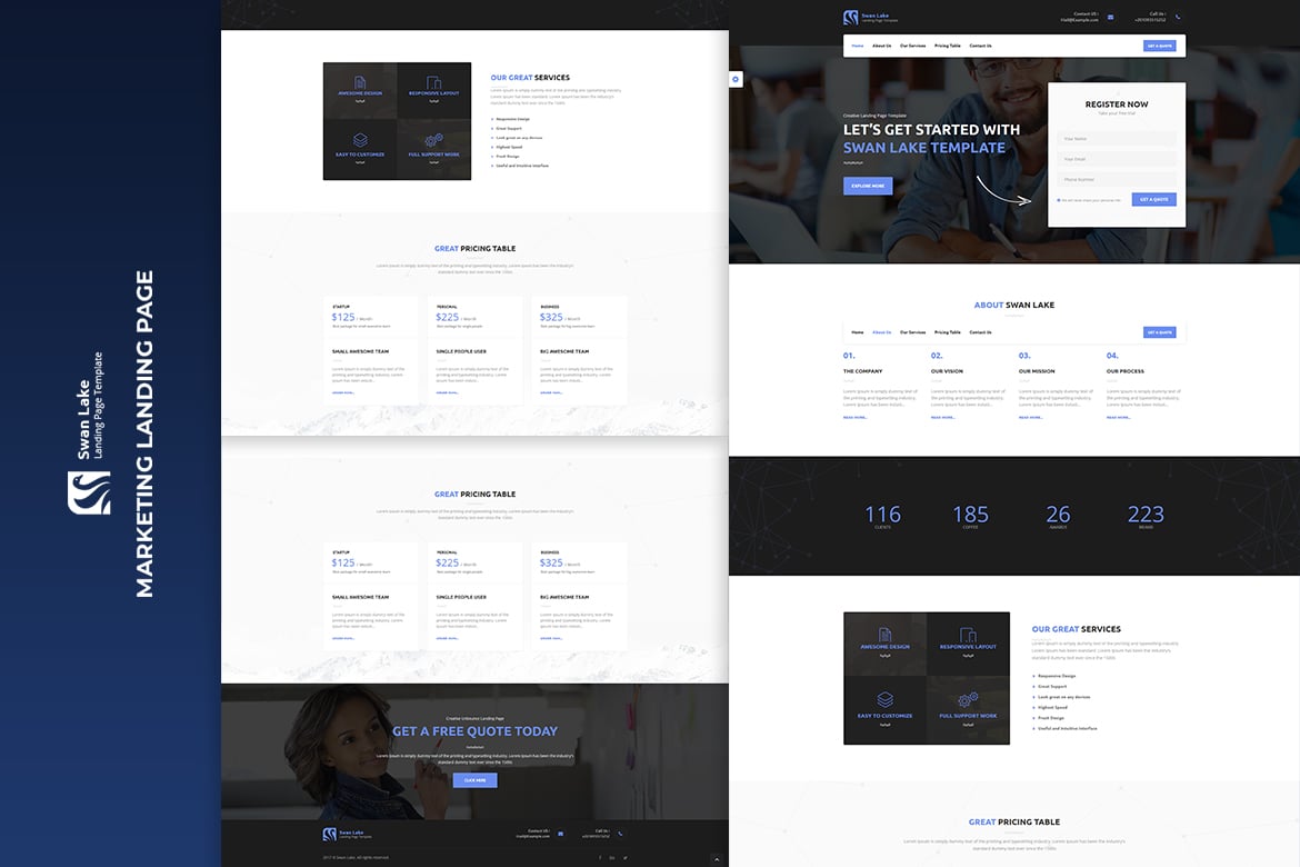 Imagen de portada de Swan Lake - Lead Generation Marketing Landing Page (plantilla web)