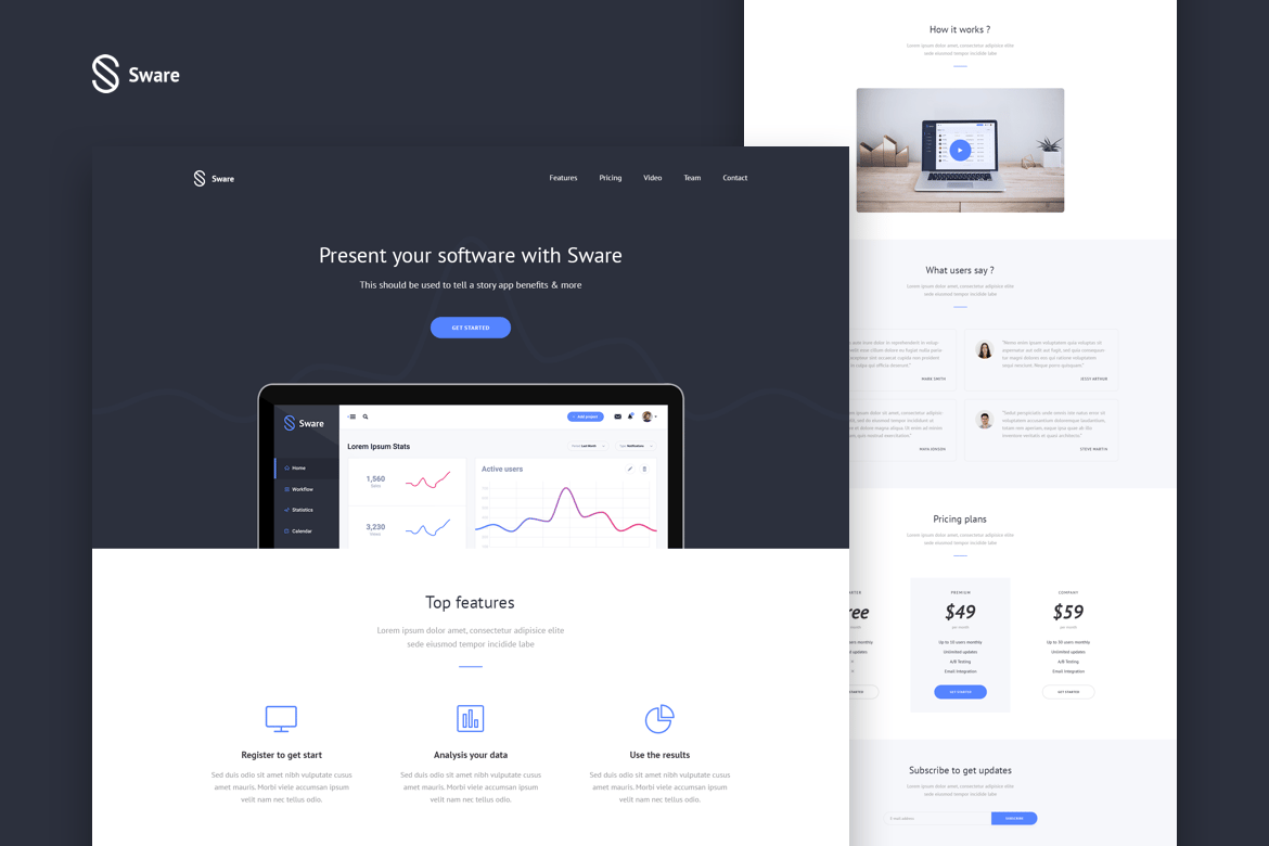Imagen de portada de Sware SaaS & Software Landing HTML5 Page Template (plantilla web)