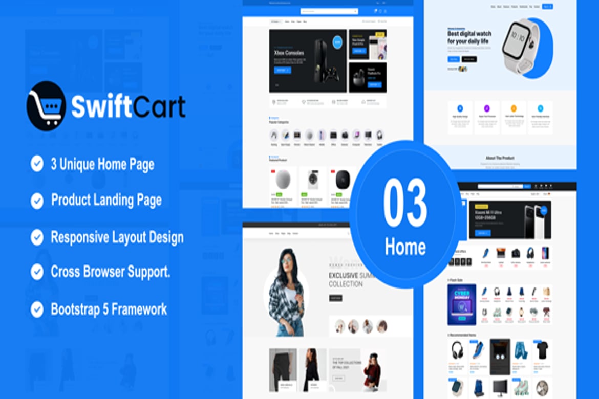 Imagen de portada de SwiftCart Ecommerce Multipurpose HTML Template (plantilla web)