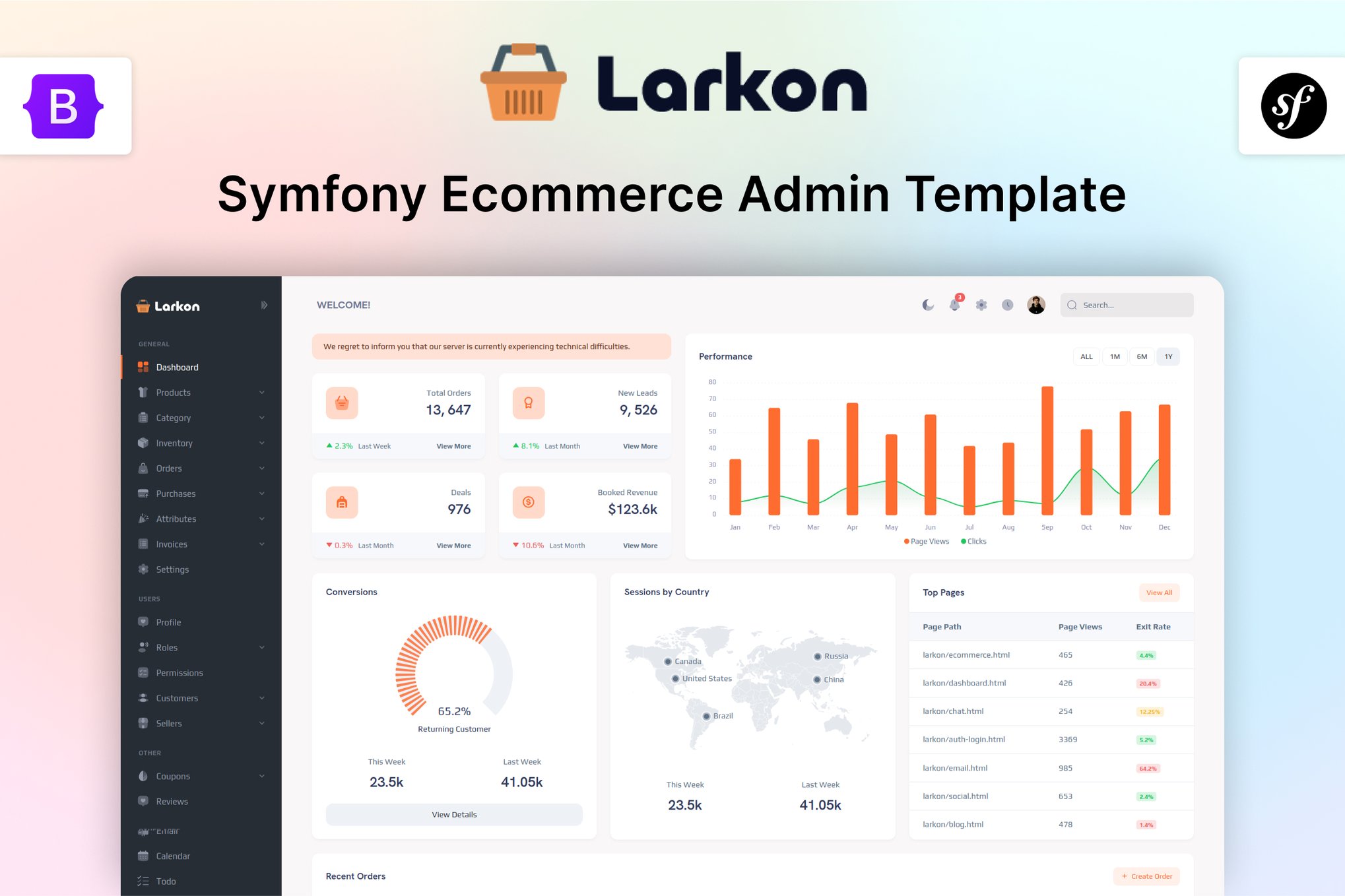 Imagen de portada de Symfony 7 Ecommerce Management Admin - Larkon (plantilla web)