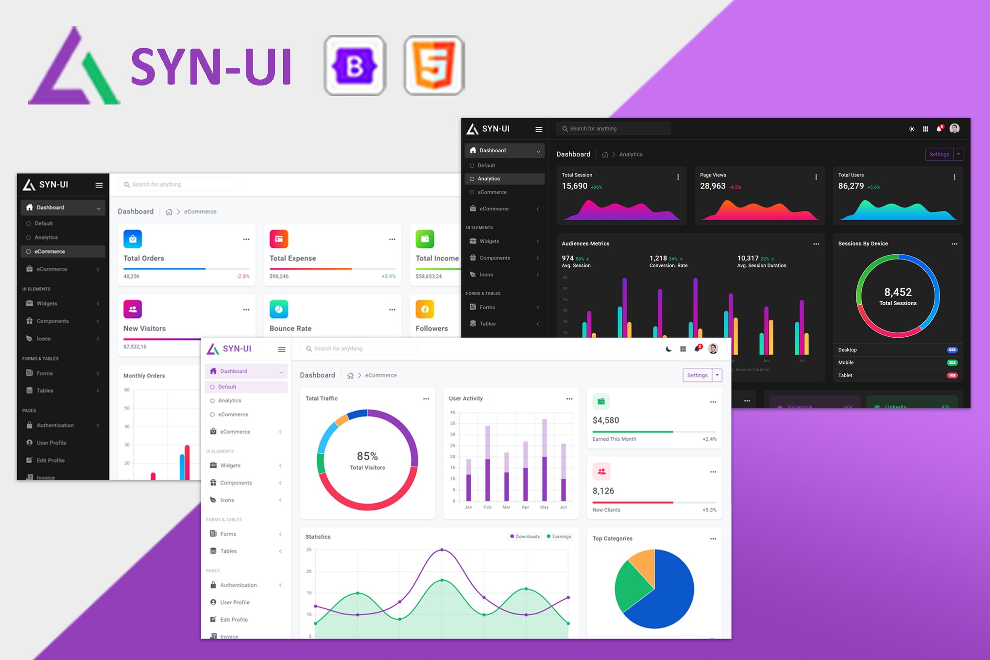 Imagen de portada de SYN-UI - Bootstrap Admin Template (plantilla web)