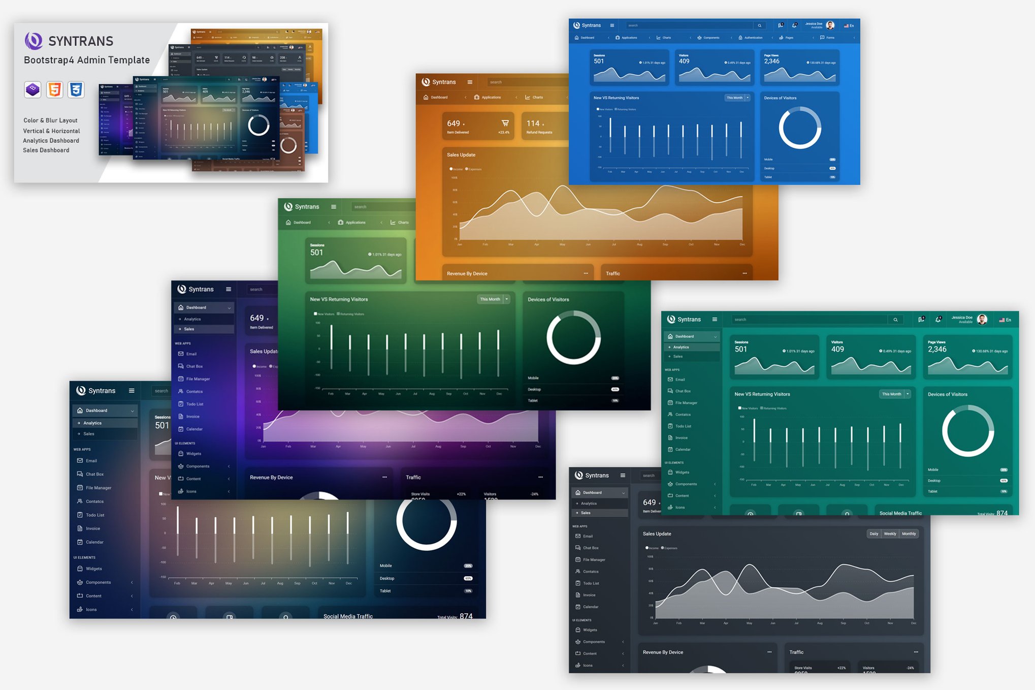 Imagen de portada de Syntrans – Bootstrap4 Admin Template (plantilla web)
