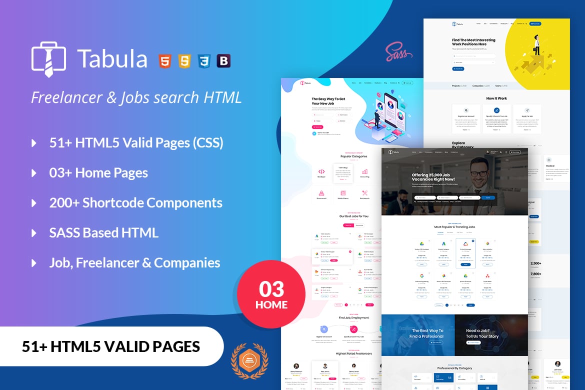 Imagen de portada de Tabula Freelancer and Jobs HTML Template (plantilla web)