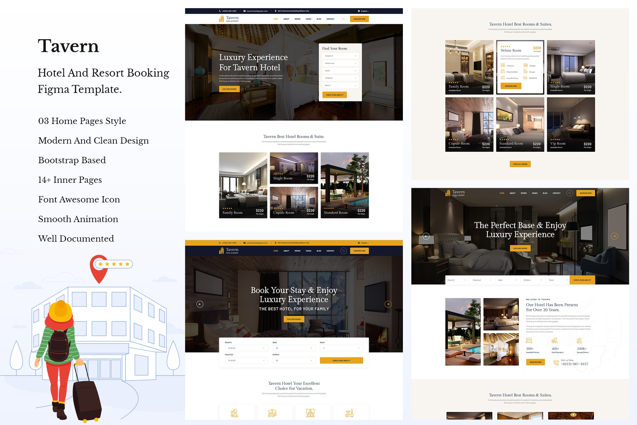 Imagen de portada de Tavern - Hotel & Resort Booking HTML5 Template. (plantilla web)