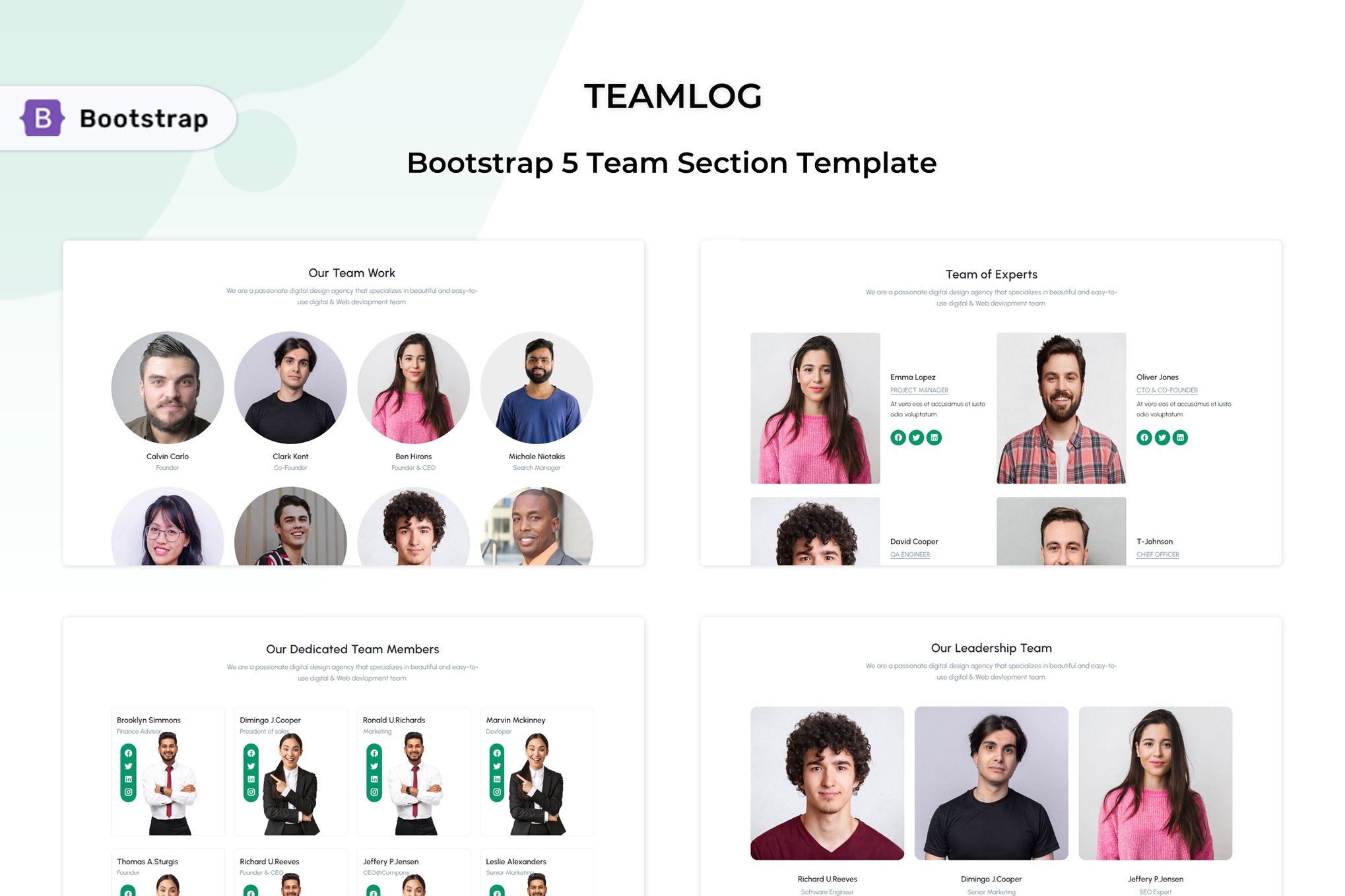 Imagen de portada de Teamlog - Bootstrap 5 Team Section Template (plantilla web)