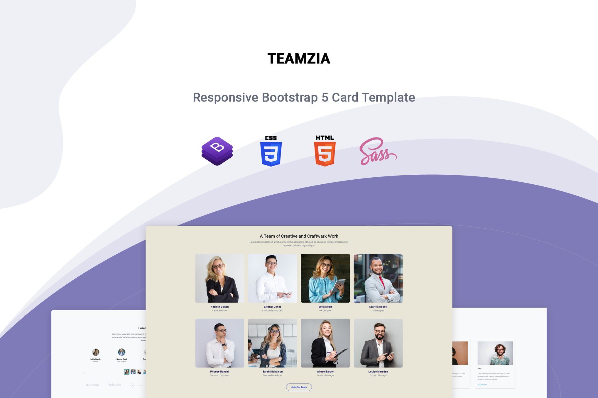 Imagen de portada de Teamzia - Team Card template (plantilla web)