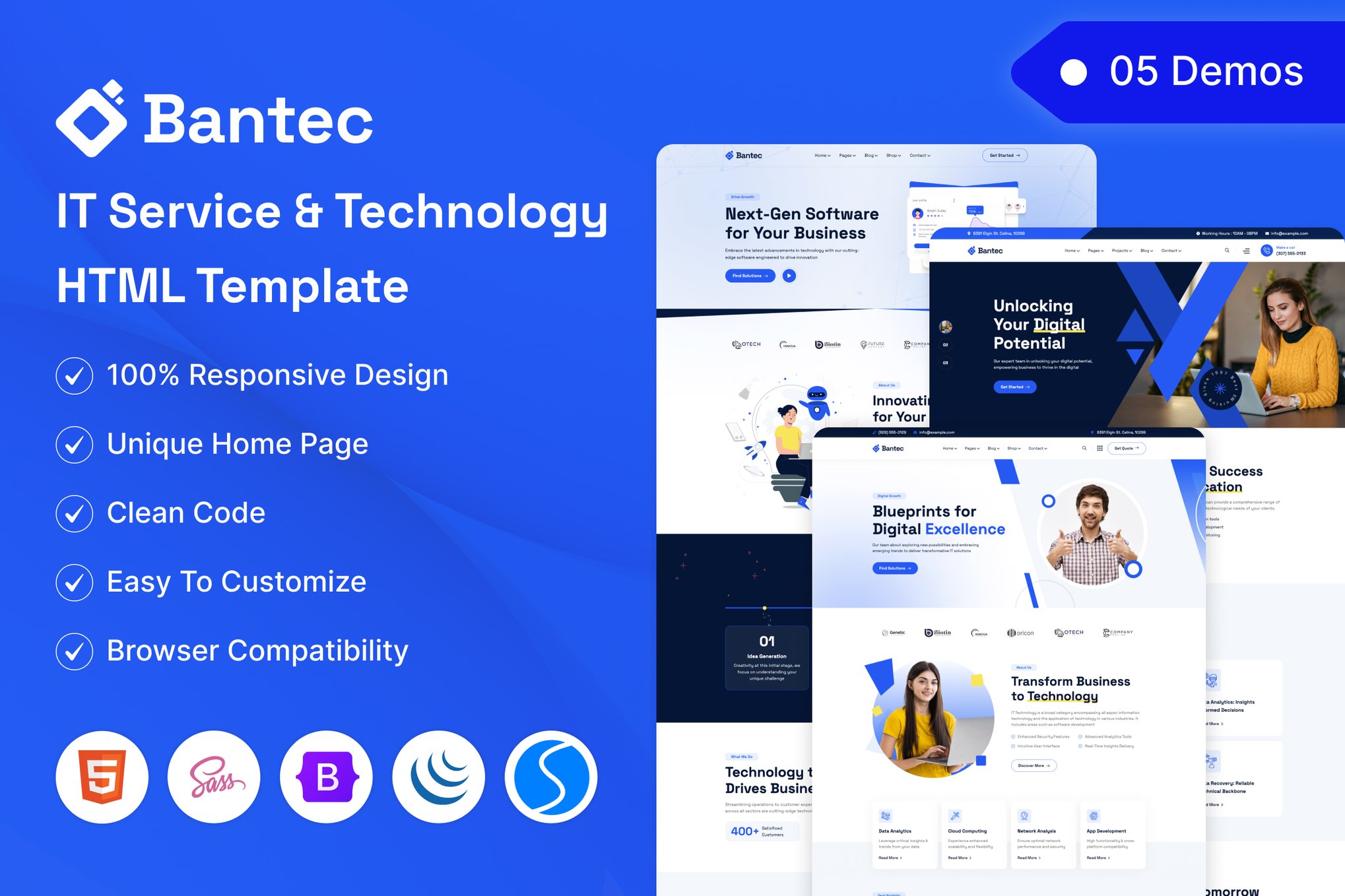 Imagen de portada de Technology and Software Company HTML Template (plantilla web)