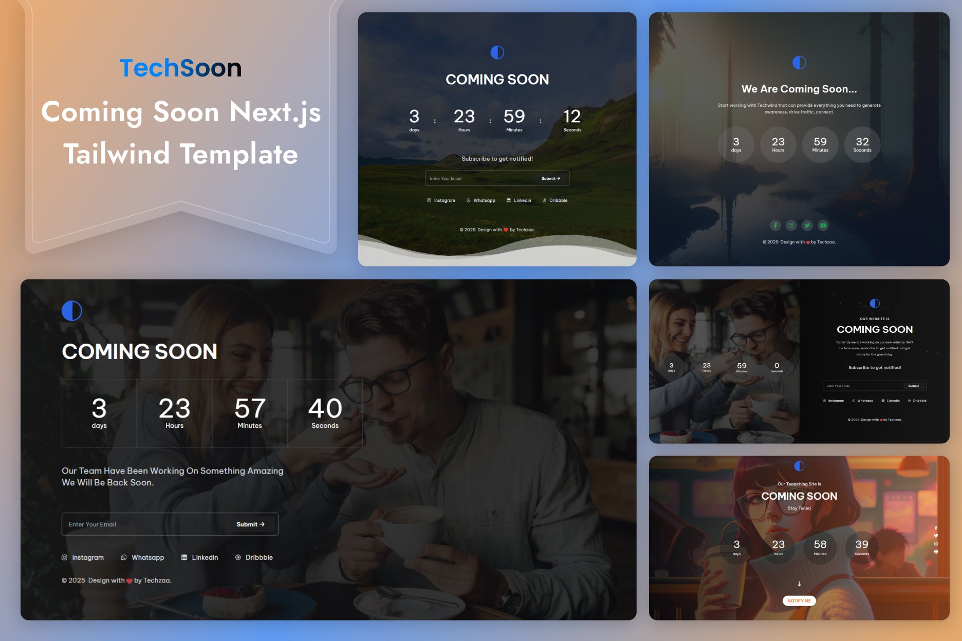 Imagen de portada de Techsoon - Next.js Coming Soon Tailwind Template (plantilla web)
