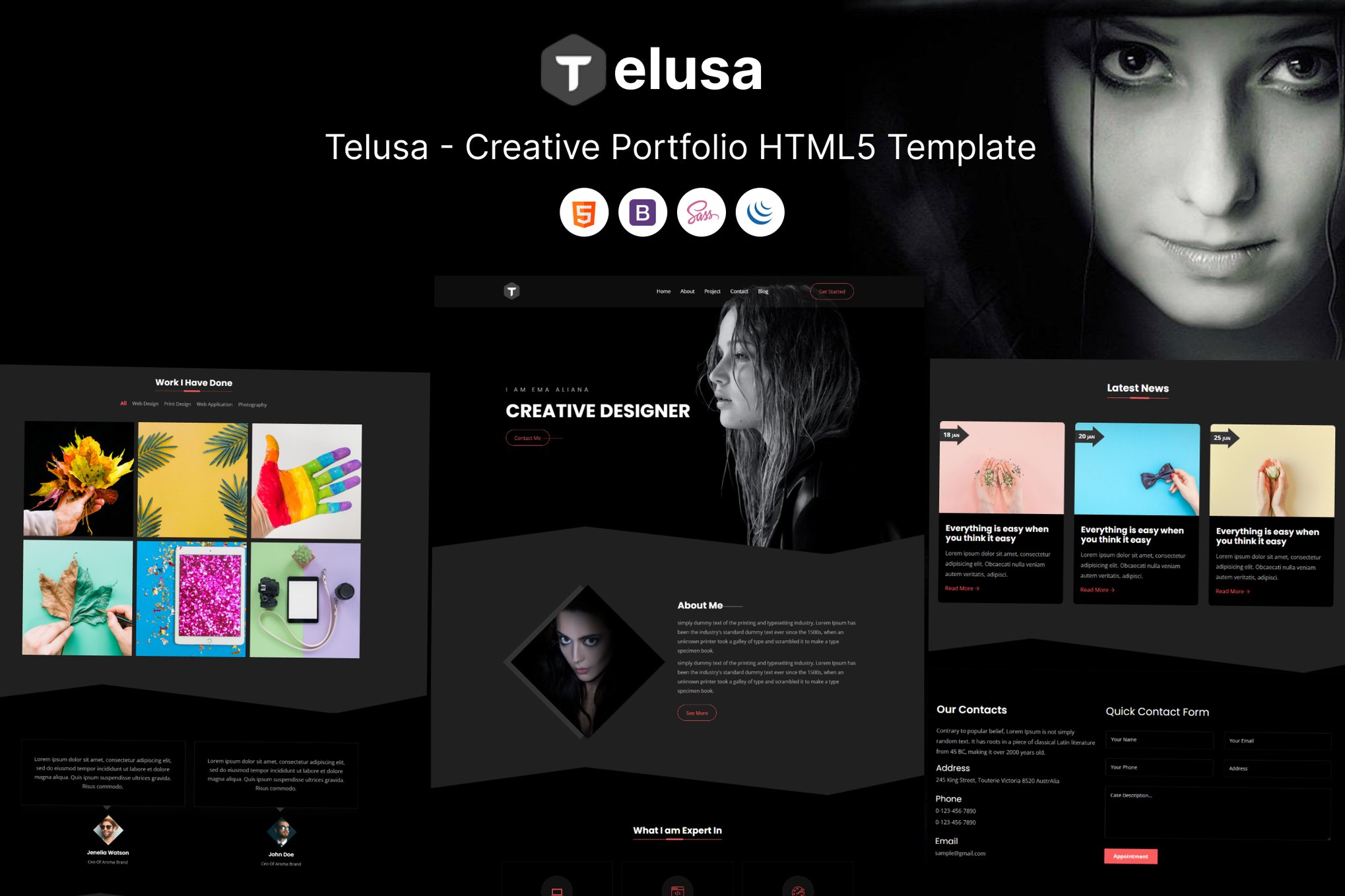 Imagen de portada de Telusa - Creative Portfolio HTML5 Template (plantilla web)