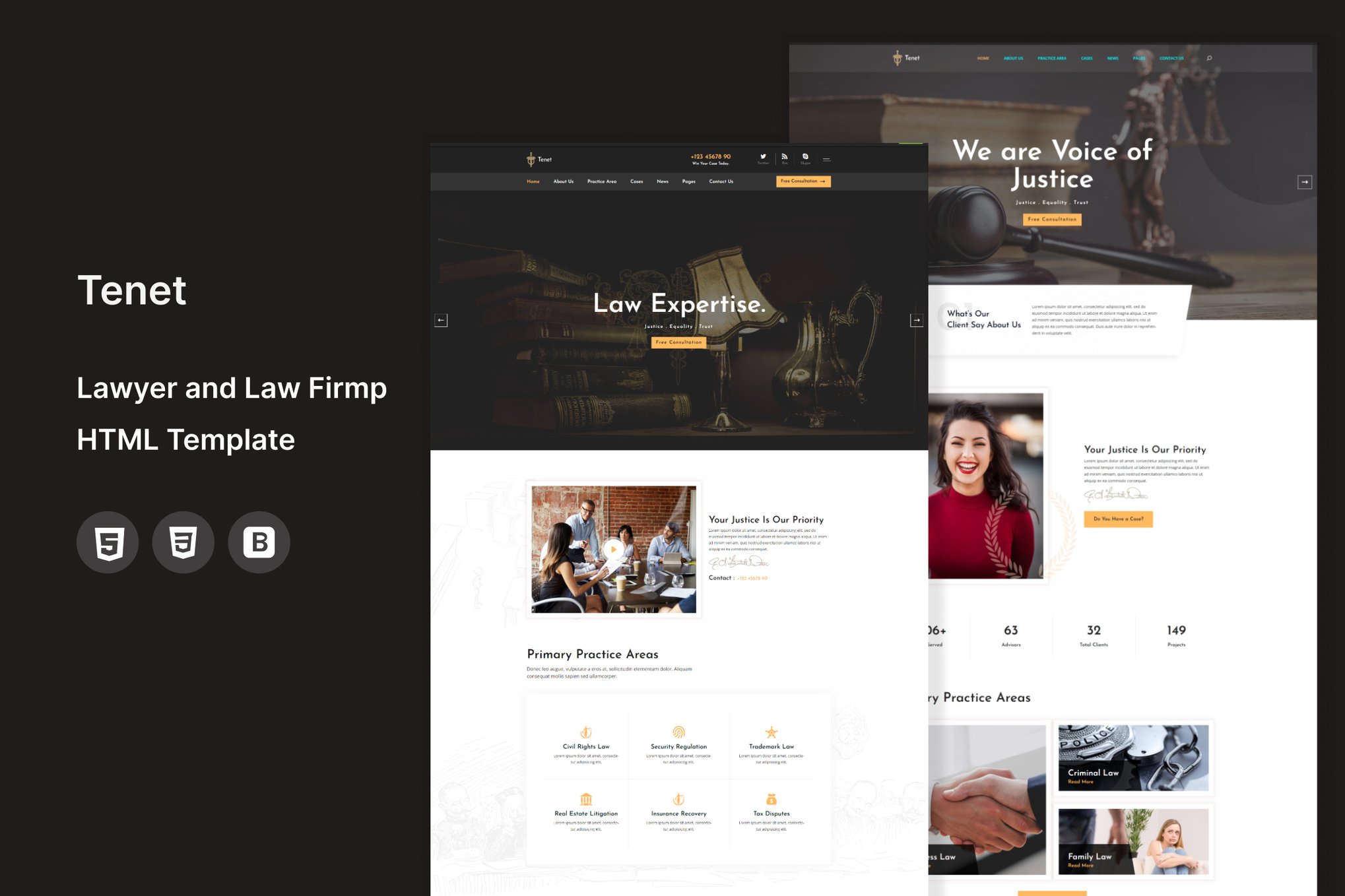 Imagen de portada de Tenet - Lawyer and Law Firm HTML Template (plantilla web)