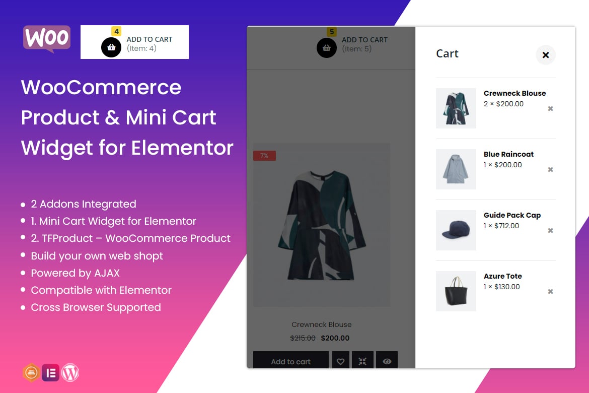 Imagen de portada de TFMiniCart&Product - WooCommerce Product, Mini Car (plugin)