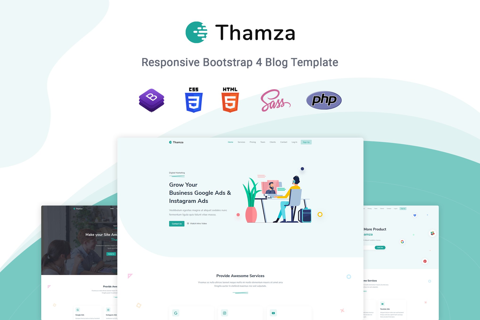 Imagen de portada de Thamza - Responsive Landing Page Template (plantilla web)