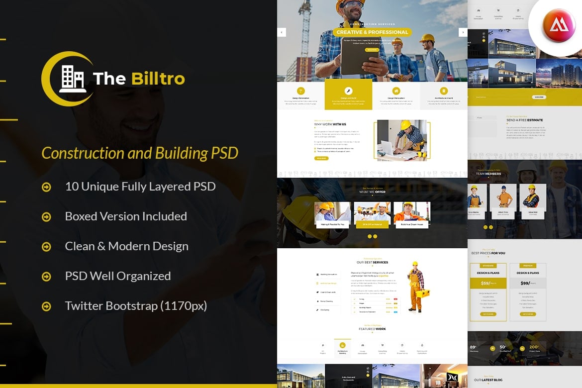 Imagen de portada de The Billtro - Construction HTML Template (plantilla web)