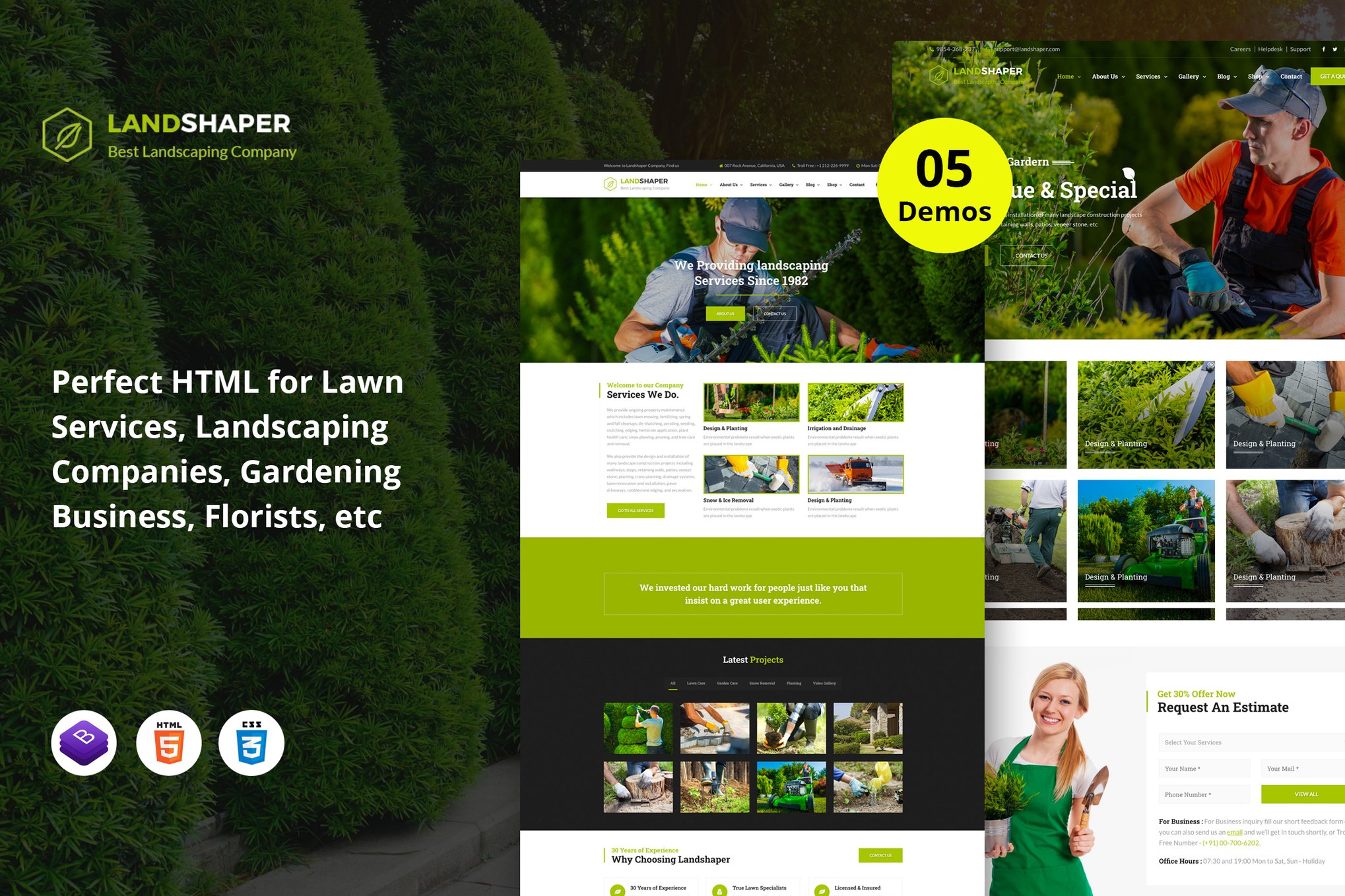 Imagen de portada de The Landshaper - Gardening and Lawn HTML Template (plantilla web)