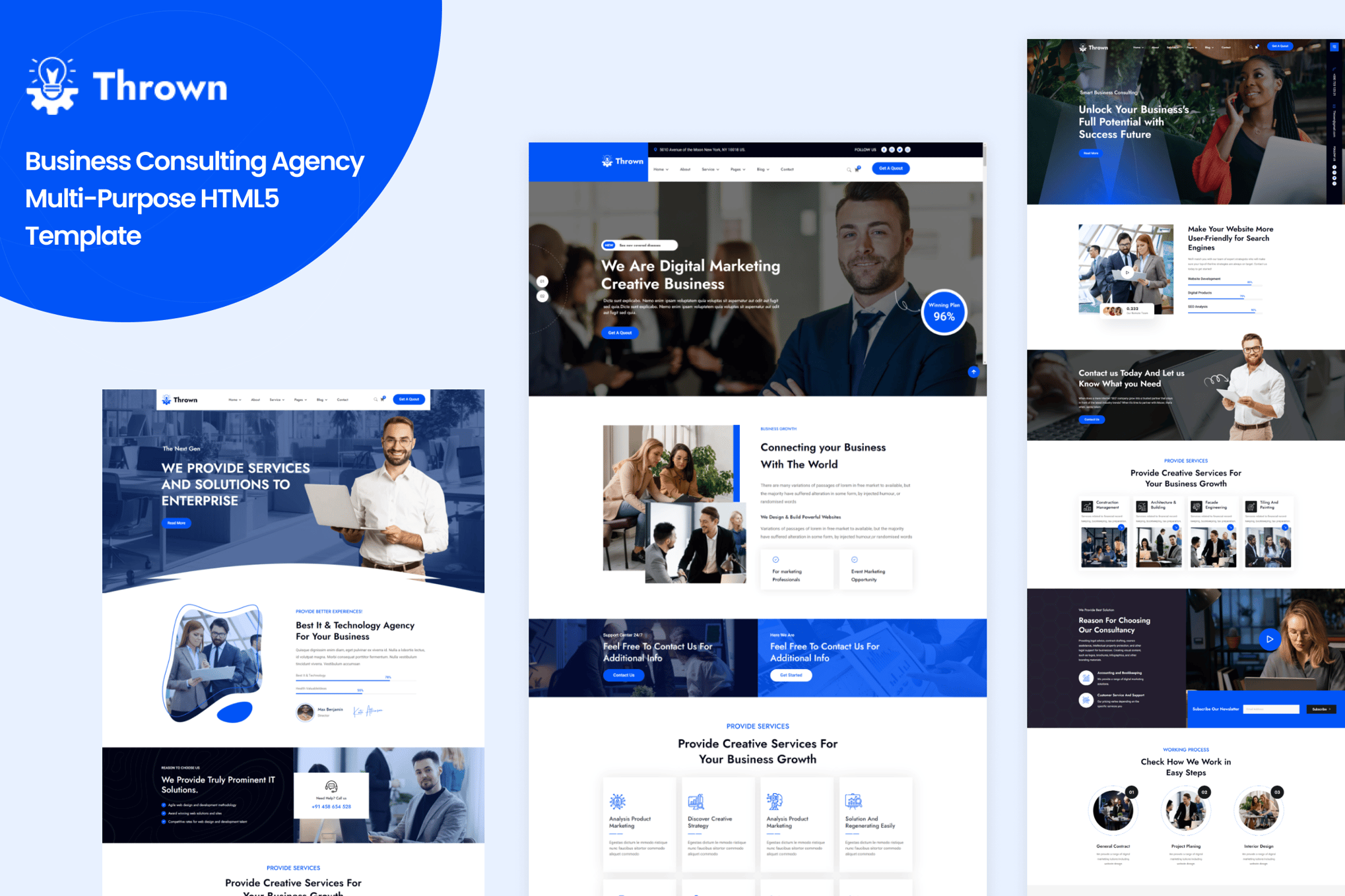 Imagen de portada de Thrown-Business Consulting Agency HTML5 Template (plantilla web)