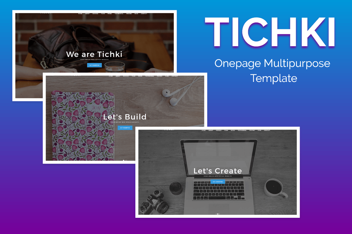 Imagen de portada de Tichki-Onepage Multipurpose Template (plantilla web)