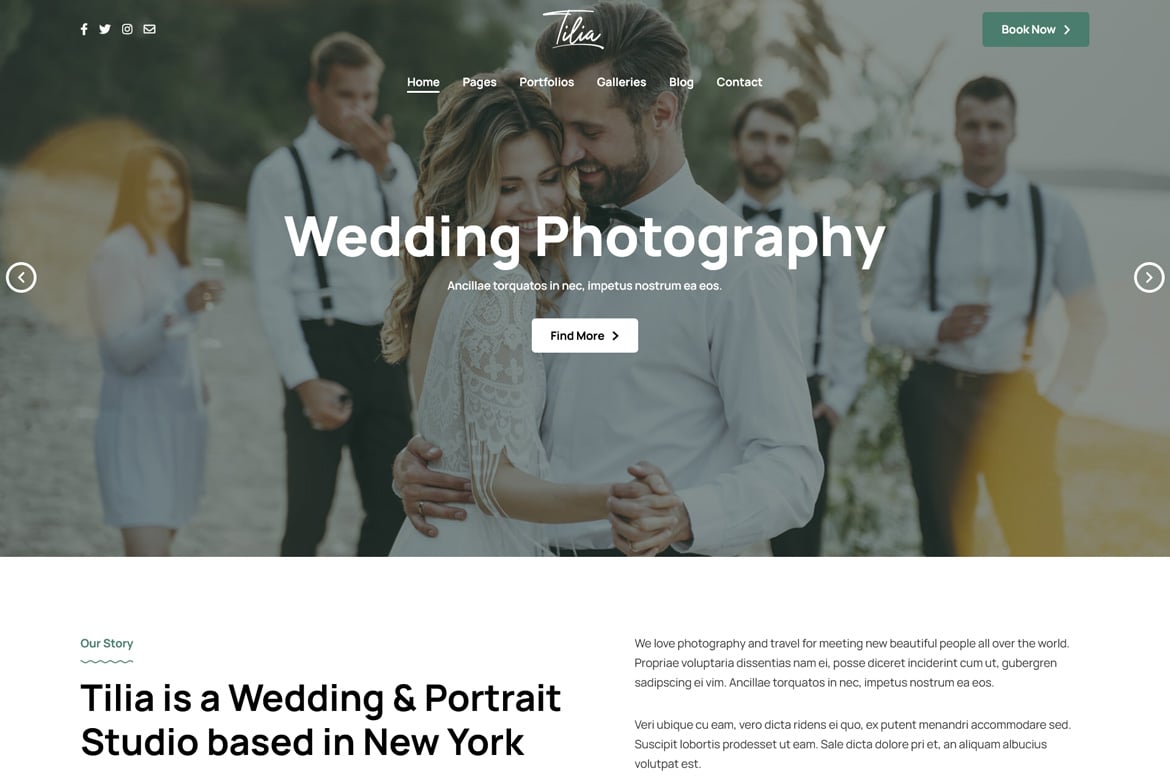 Imagen de portada de Tilia - Wedding Photography Portfolio (plantilla web)