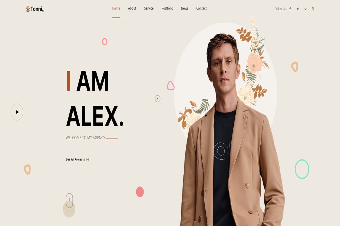 Imagen de portada de Tonni - Personal Portfolio Template (plantilla web)