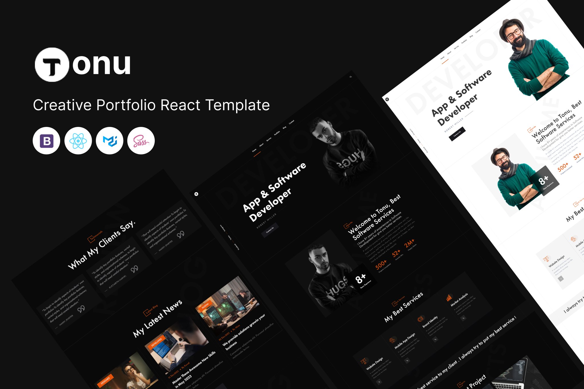 Imagen de portada de Tonu - Creative Portfolio React Template (plantilla web)