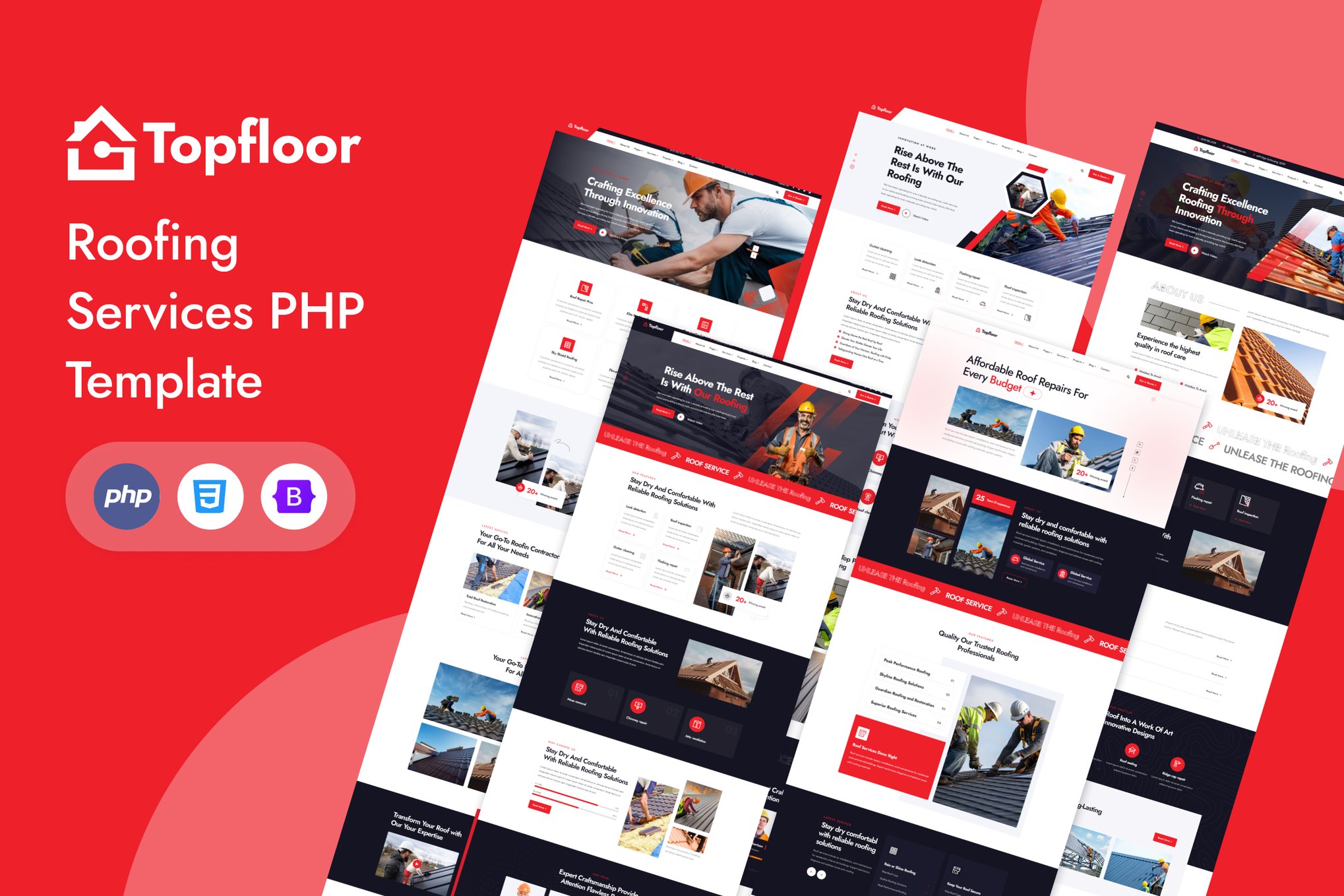 Imagen de portada de Topfloor - Roofing Services PHP Template (plantilla web)