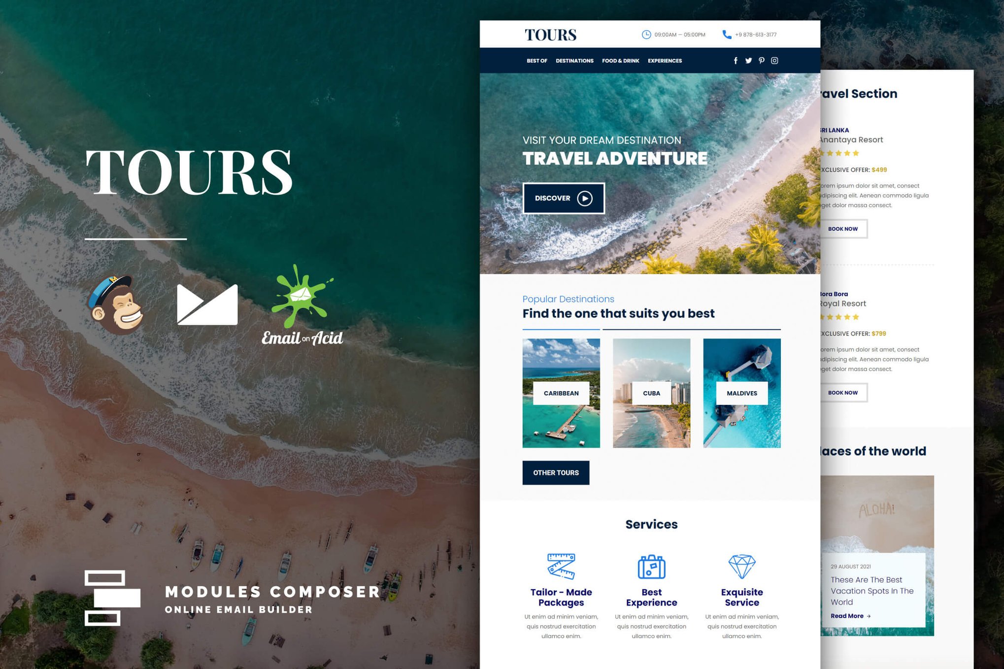 Imagen de portada de Tours - Book & Travel Responsive Email (plantilla web)