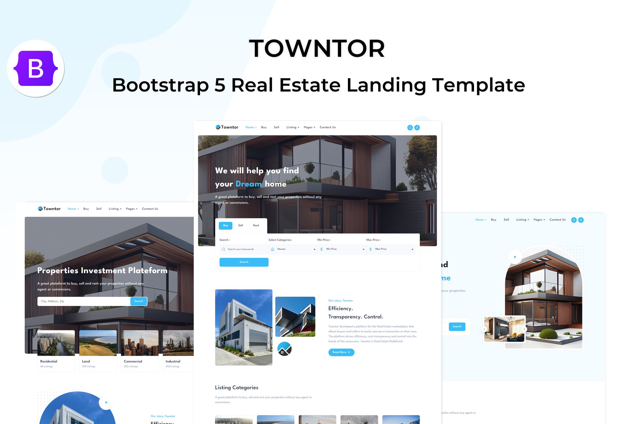 Imagen de portada de Towntor - Real Estate Bootstrap 5 Landing Template (plantilla web)