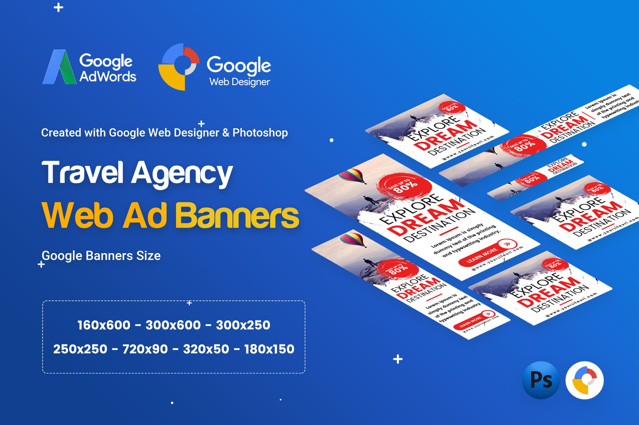 Imagen de portada de Travel Agency Banner Ad - GWD & PSD (plantilla web)