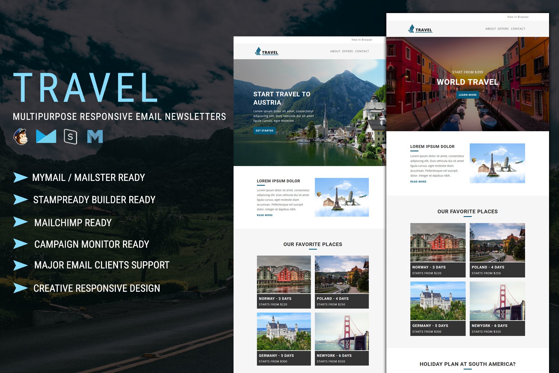 Imagen de portada de Travel - Multipurpose Responsive Email Template (plantilla web)