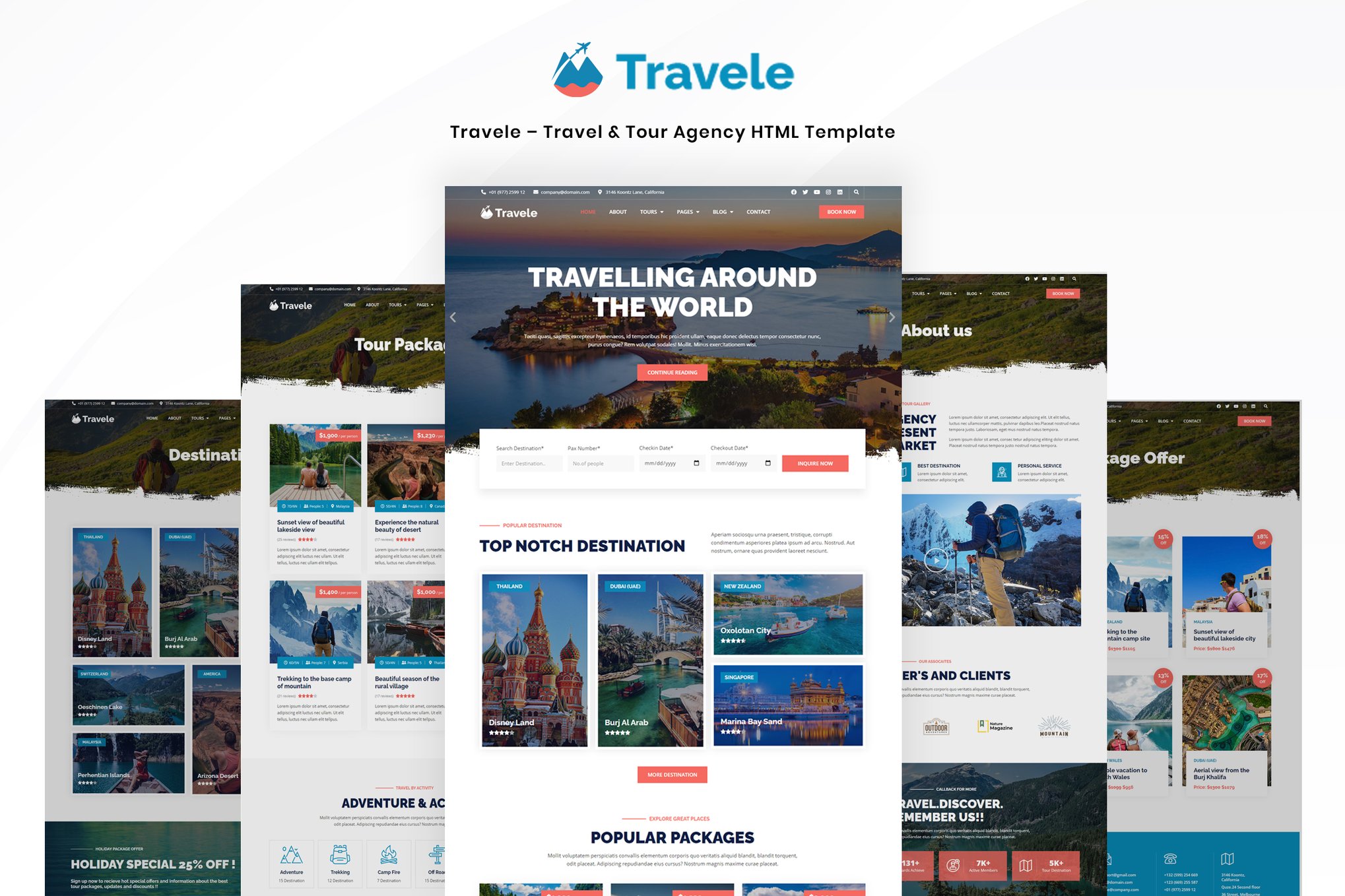 Imagen de portada de Travele – Travel & Tour Agency HTML Template (plantilla web)