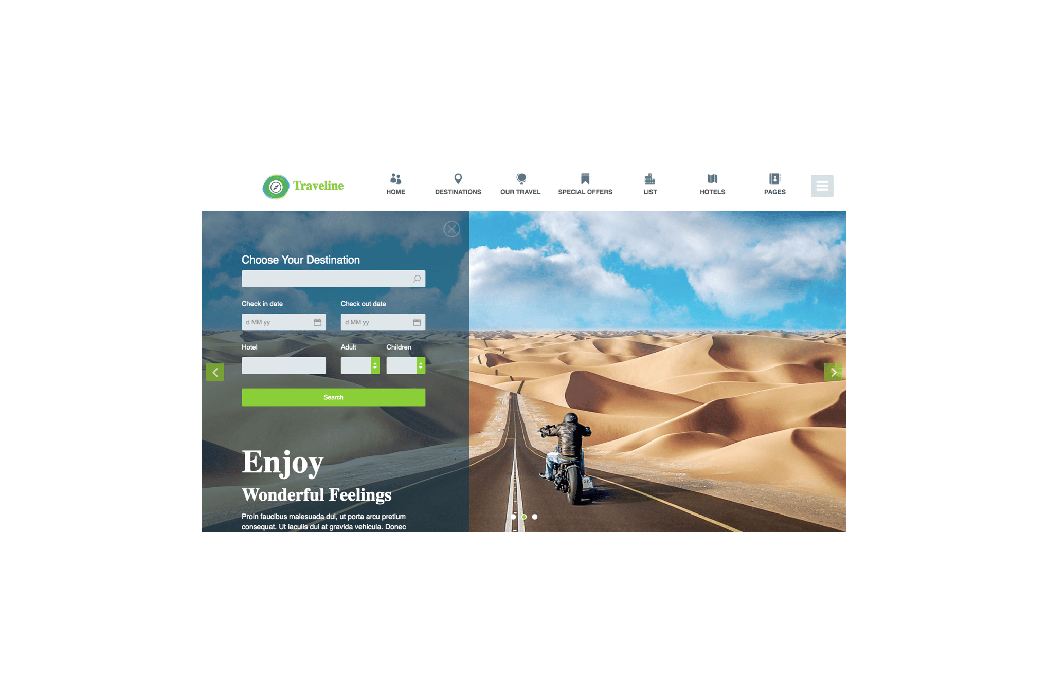 Imagen de portada de Traveline | Tour & Travel Hotel Booking Template (plantilla web)