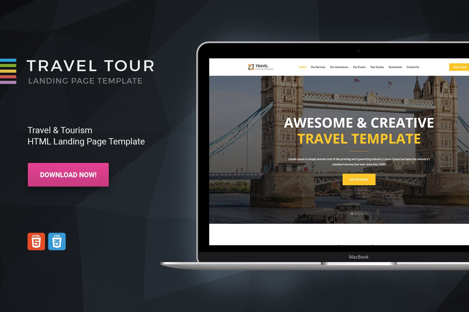 Imagen de portada de Travelly - HTML Travel & Tourism Landing page (plantilla web)