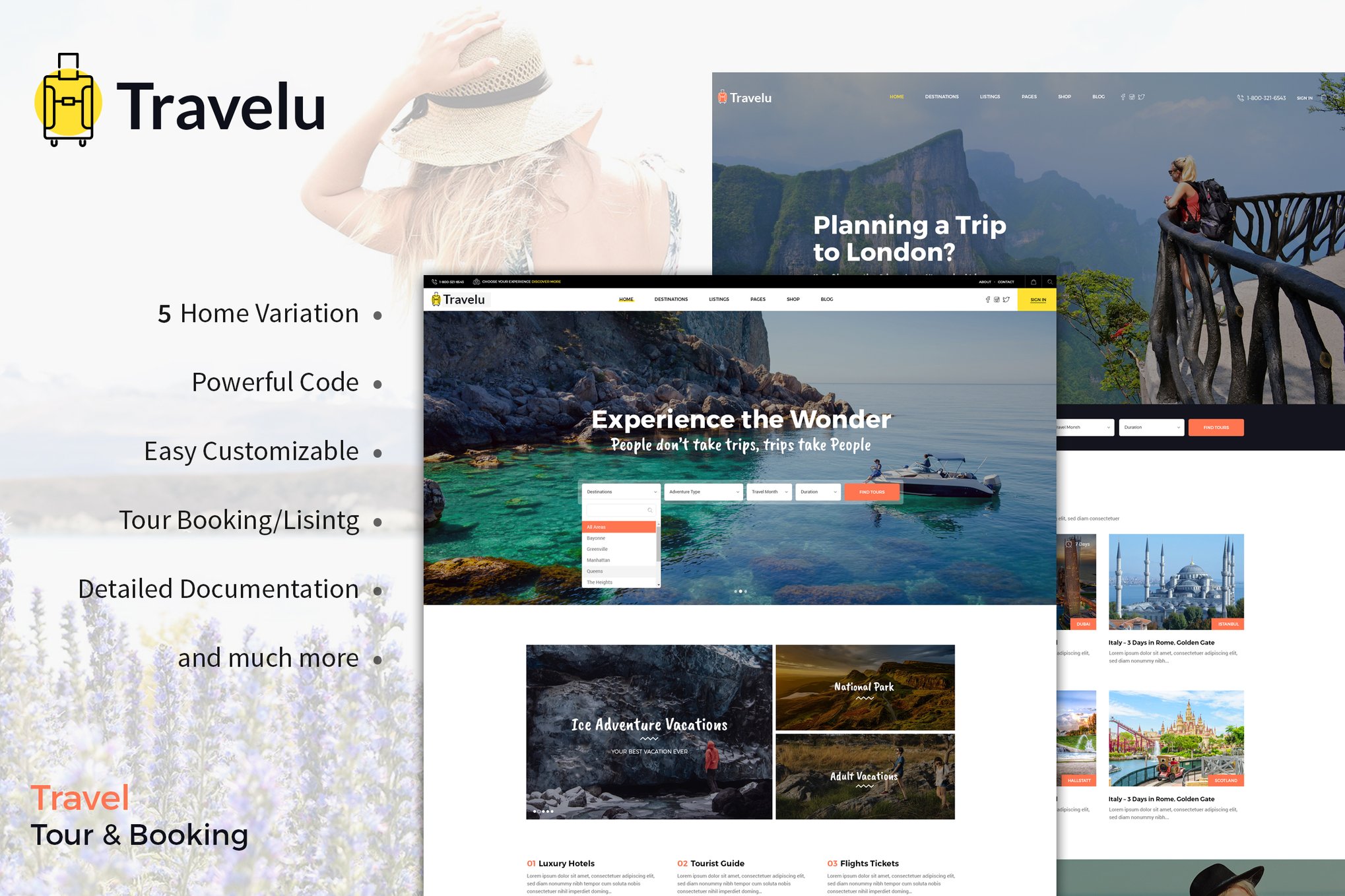 Imagen de portada de Travelu - Travel, Tour Booking Template (plantilla web)