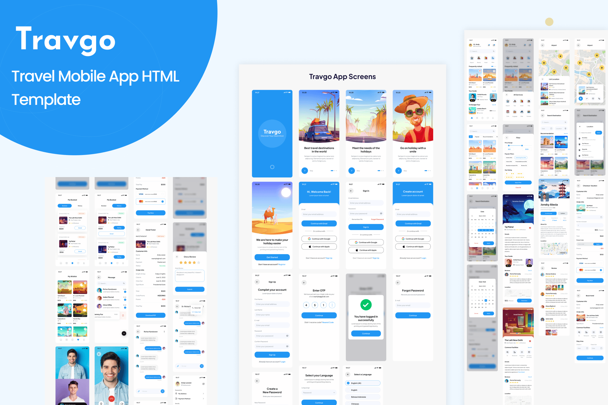 Imagen de portada de Travgo - Travel Mobile App HTML Template (plantilla web)