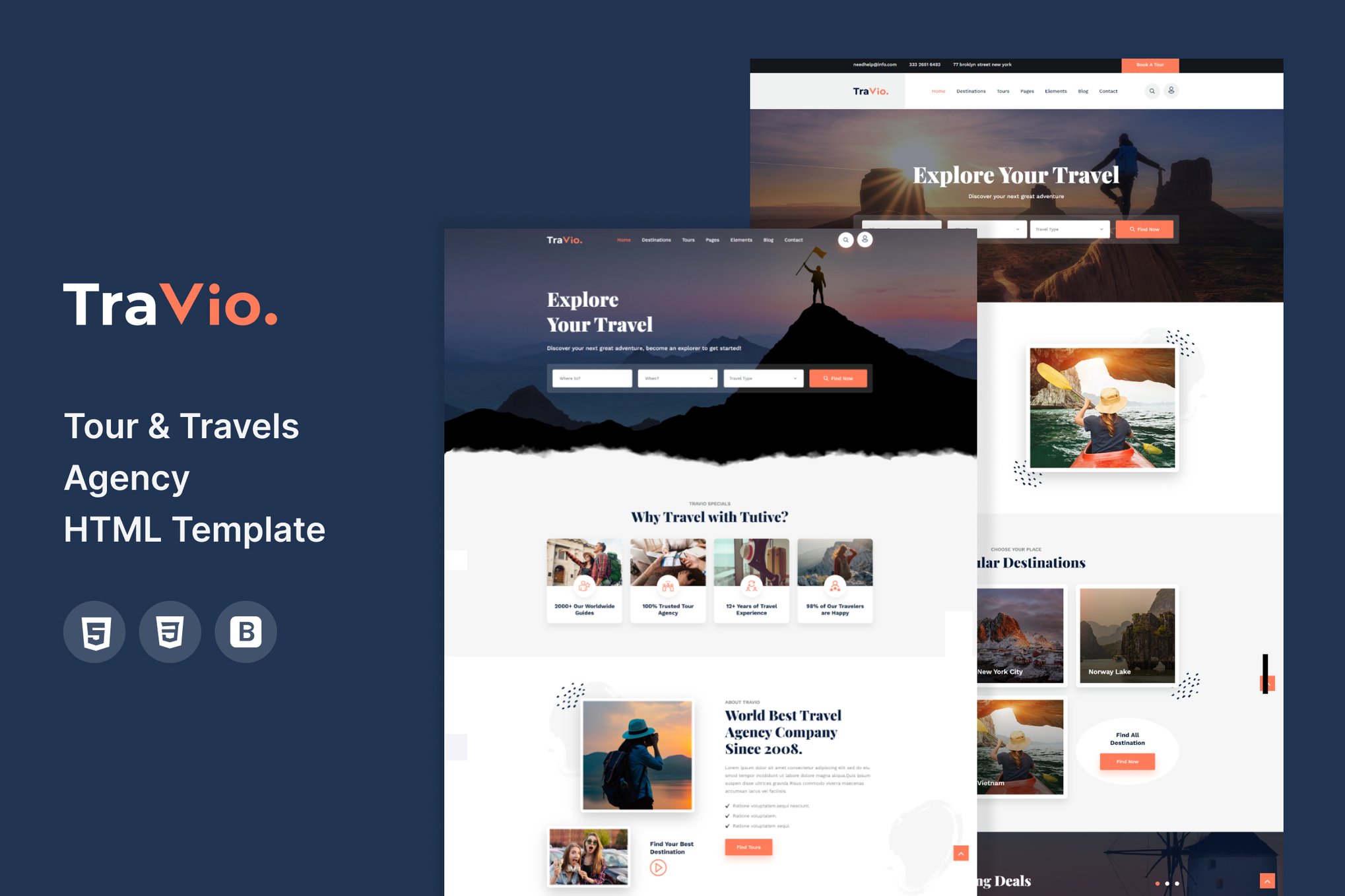 Imagen de portada de Travio - Tour & Travels Agency Template (plantilla web)