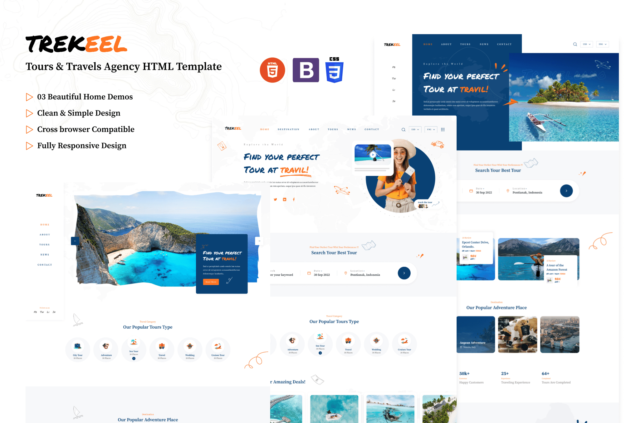 Imagen de portada de Trekee-Tours & Travels Agency HTML Template (plantilla web)