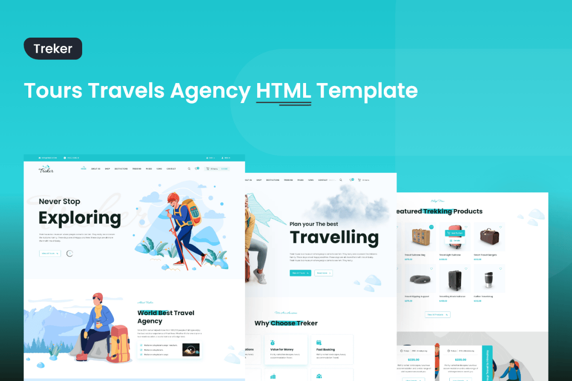 Imagen de portada de Treker - Tours and Travels Agency HTML Template (plantilla web)