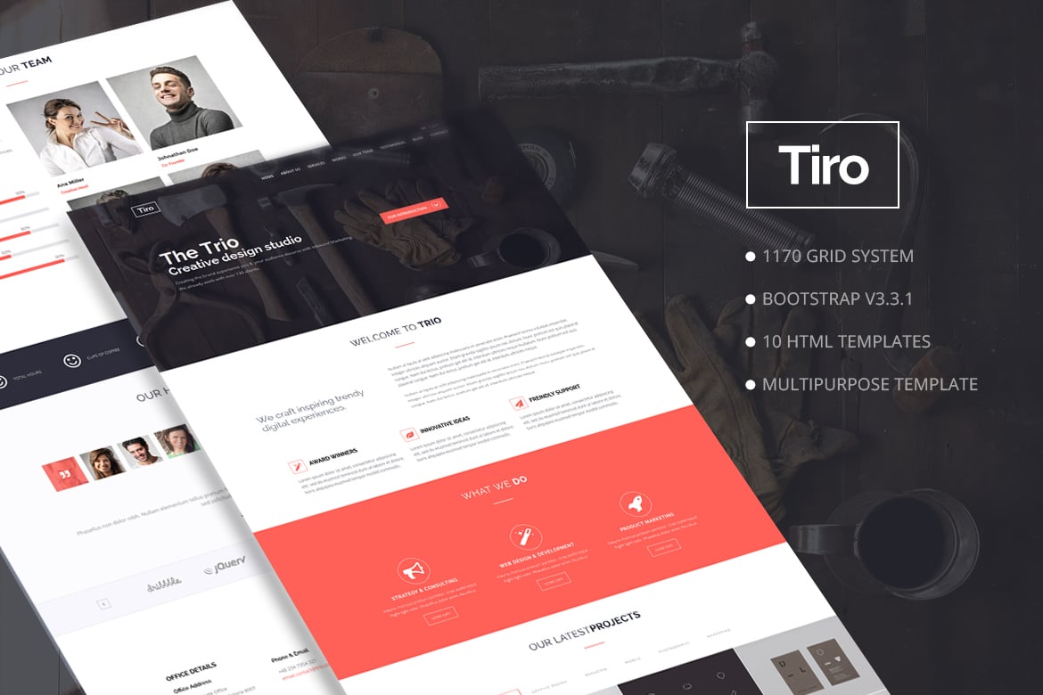 Imagen de portada de Trio - Bootstrap Responsive Multipurpose Template (plantilla web)