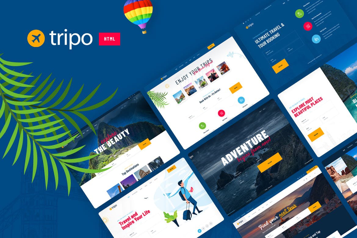 Imagen de portada de Tripo - HTML Template For Travel & Tourism (plantilla web)