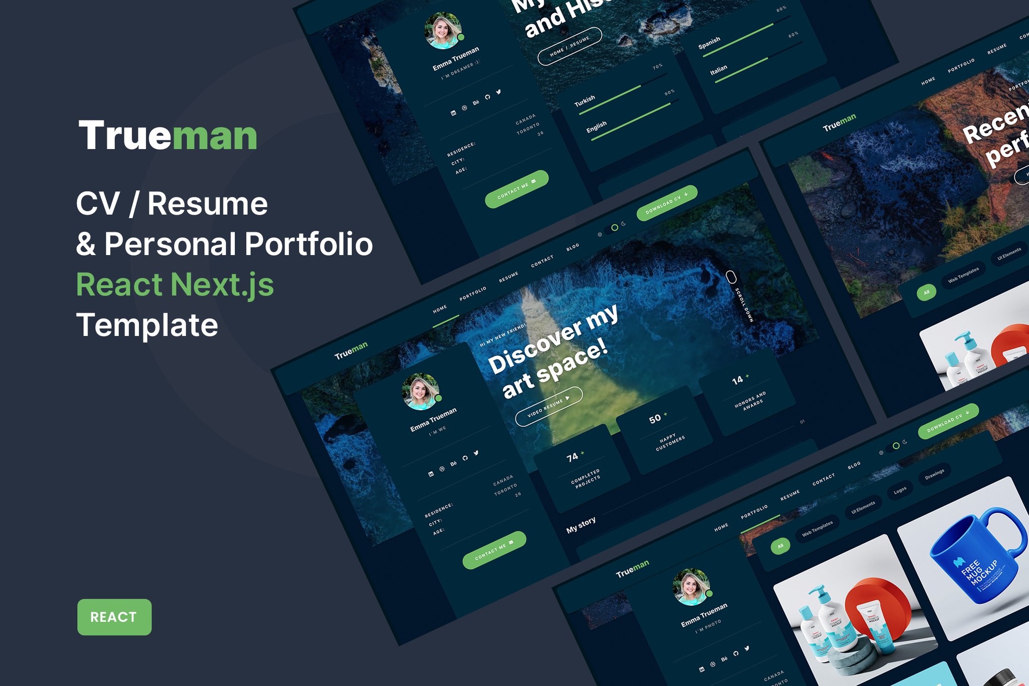 Imagen de portada de Trueman - Personal Portfolio React Template (plantilla web)