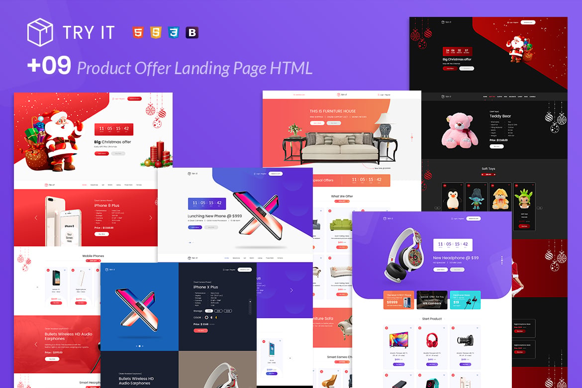 Imagen de portada de Tryit - Product Offer Landing Pages HTML Template (plantilla web)