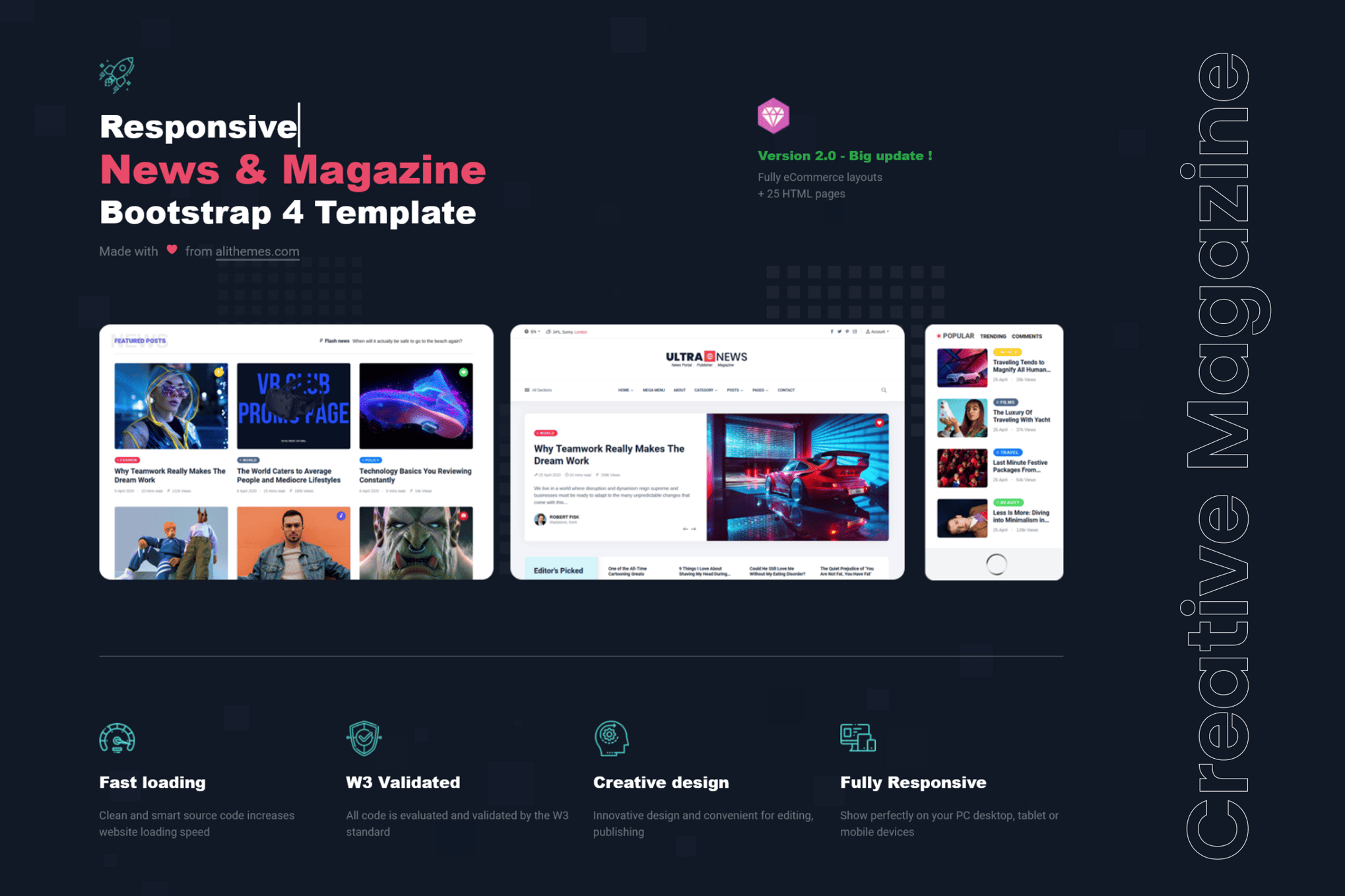 Imagen de portada de Ultranews - Creative Magazine HTML Bootstrap (plantilla web)