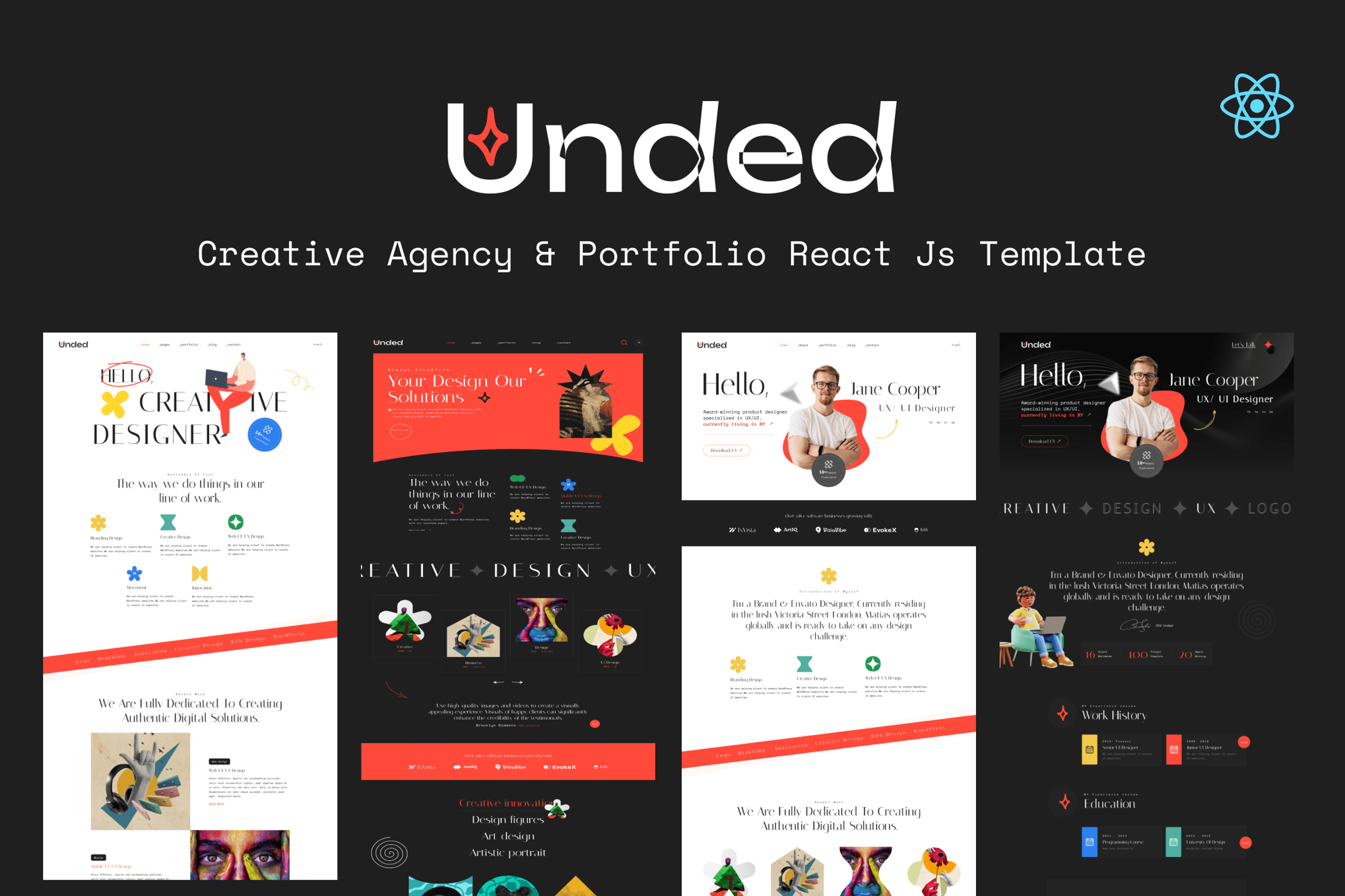 Imagen de portada de Unded - Creative Agency & Portfolio React Template (plantilla web)
