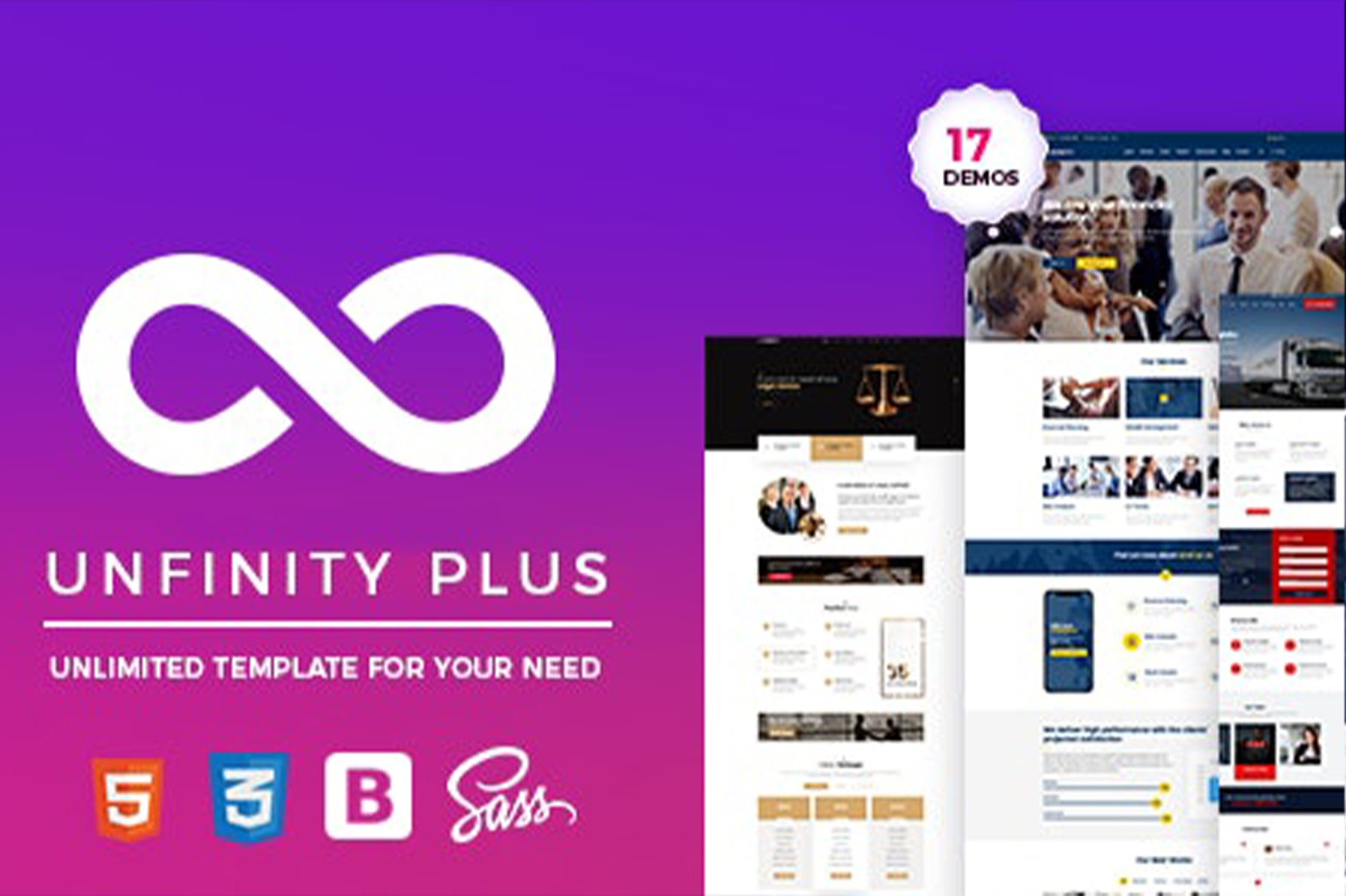 Imagen de portada de UnfinityPlus - One Page Template (plantilla web)