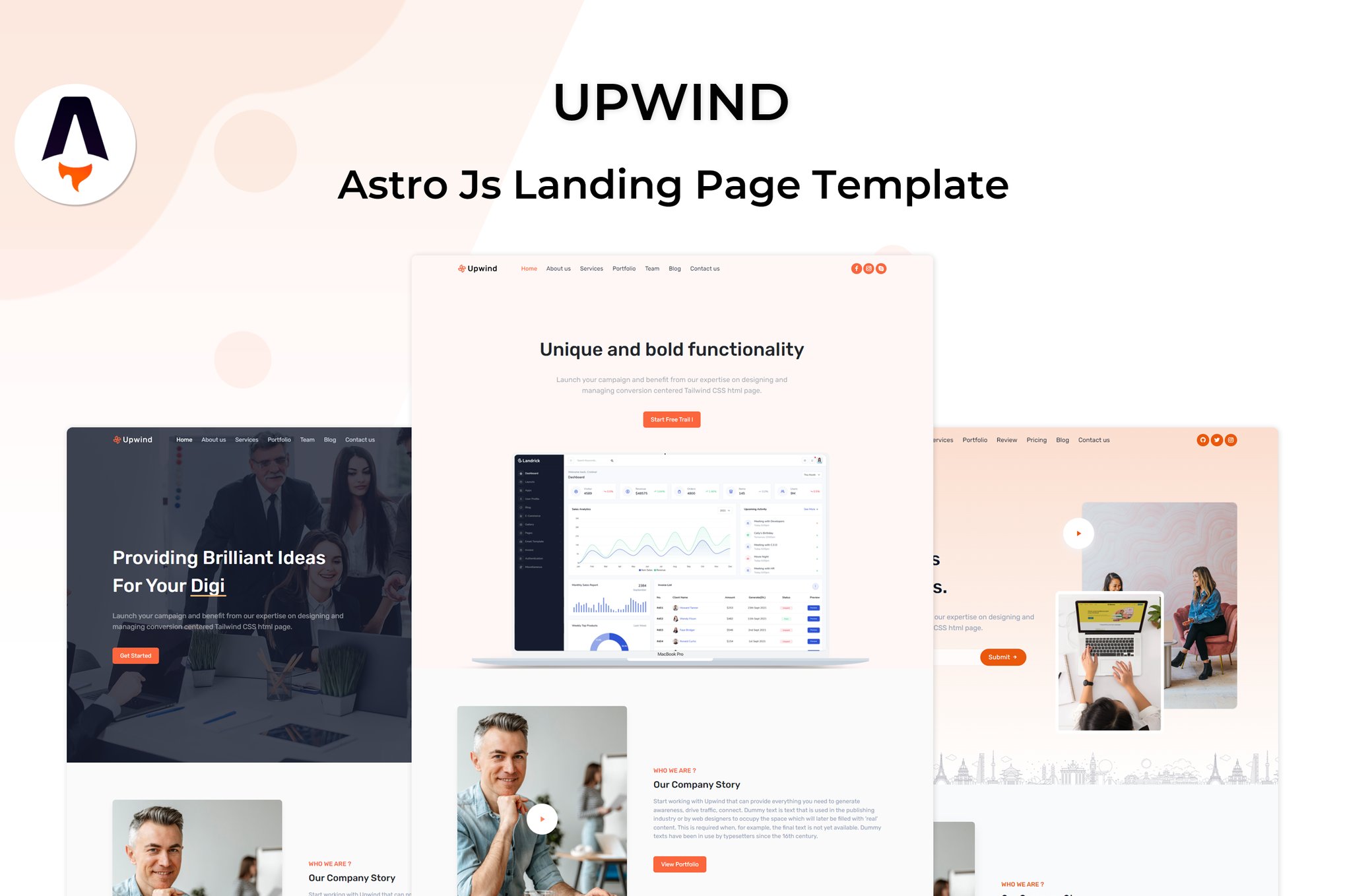 Imagen de portada de Upwind - Astro Js Landing Page Template (plantilla web)
